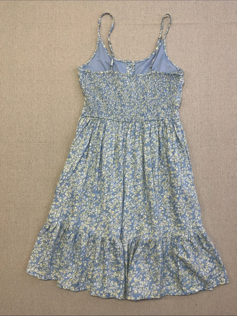 Japra Blue Floral Button Front Midi Dress Pockets Adjustable Straps S - Picture 10 of 13